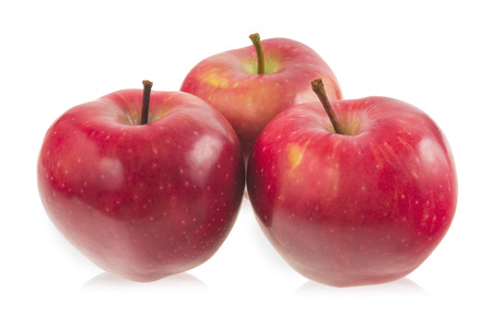 Three red applesの写真素材