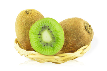 Kiwi fruits in a basketの写真素材