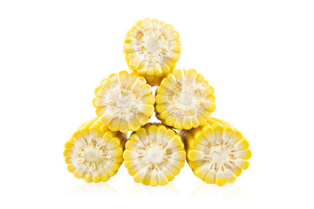 Slice of six ears of cornsの写真素材