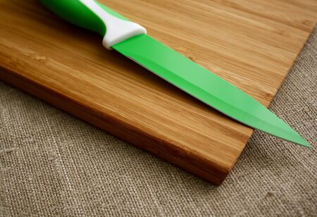 cutting board and knifeの写真素材