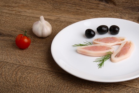 squid stuffed with fishの写真素材