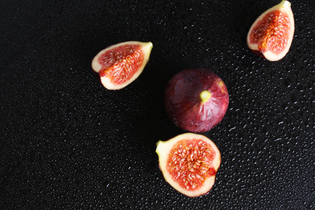 figs on a black backgroundの写真素材
