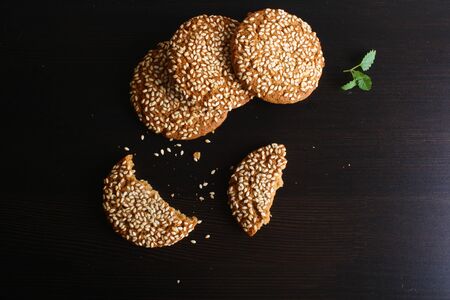 oatmeal cookies with sesame seedsの写真素材