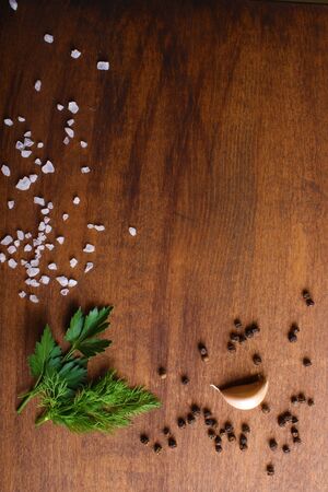 spices seasoning on a wooden backgroundの写真素材