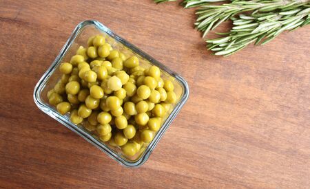 green peas in canned glassの写真素材