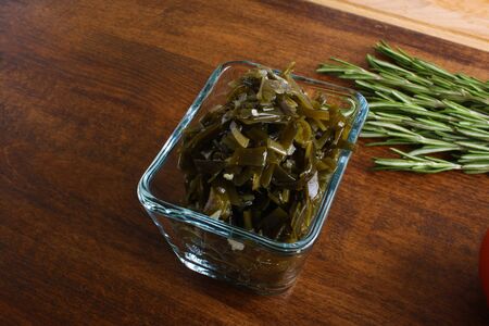 sea kale on a wooden backgroundの写真素材