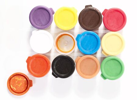 Jars with a paint gouacheの写真素材