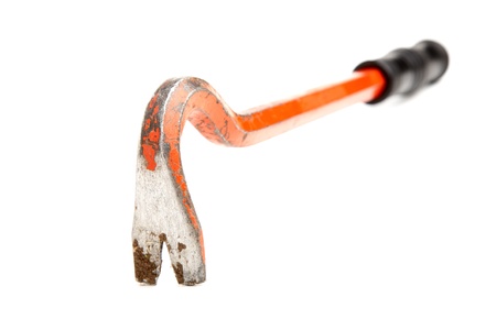 Red nail drawer with the rubber handle on a white backgroundの写真素材