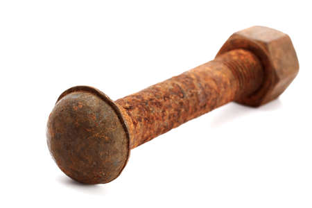 rusty bolts isolated on white backgroundの写真素材
