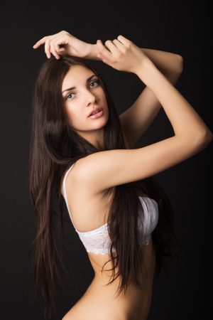 young woman in lingerie, studio shotの写真素材
