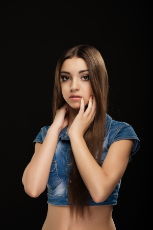 Young beautiful girl model with long hairの写真素材