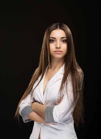 Young beautiful girl model with long hairの写真素材
