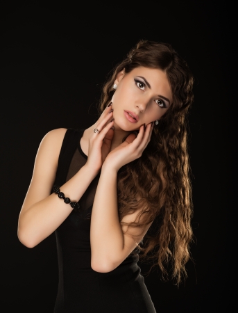 Young beautiful girl model with long hairの写真素材