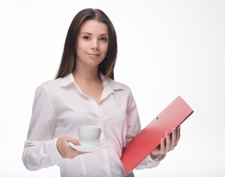  Young woman secretary at work at the office の写真素材