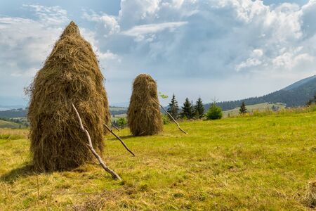 Landscape with clouds in the mountains ,villageの写真素材
