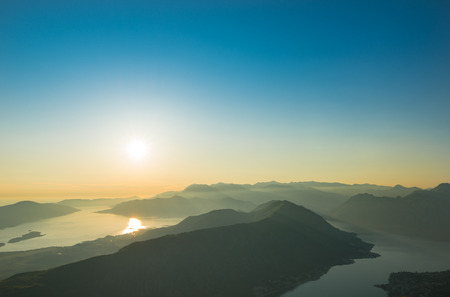 Landscape of the mountain and the sea. View from the high mountainの写真素材
