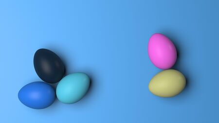 Colored eggs for a religious Easter holiday. 3d illustration