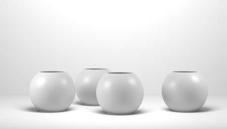 3d render of white bowls or vases on a white backgroundの写真素材