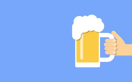 Men's hand holds a beer mug. Flat design. Vectorのイラスト素材
