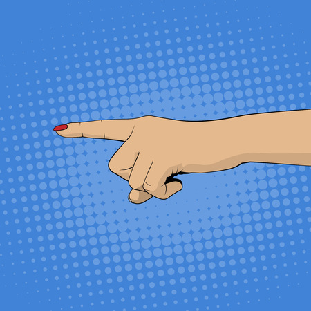 Woman's Hand pointing finger. Retro style pop artのイラスト素材