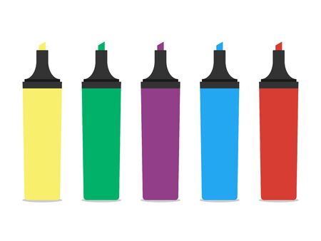 Colorful Markers. Set of markers on a white background. Flat design style. illustrationのイラスト素材
