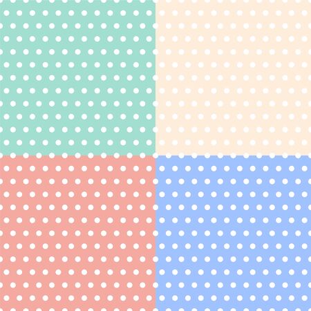 Polka dot tablecloth. Set of seamless patterns. Vector backgroundのイラスト素材