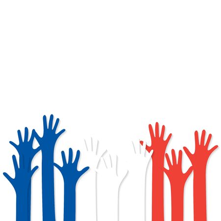 Vote. Hands in the colors of the France flagのイラスト素材