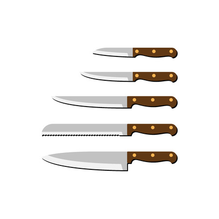 Set of knives. Illustration in flat styleのイラスト素材