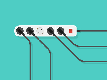Electric extension cord. Flat style. Vectorのイラスト素材