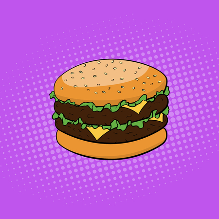 Fast food. Burger comic style. Pop art vector illustrationのイラスト素材