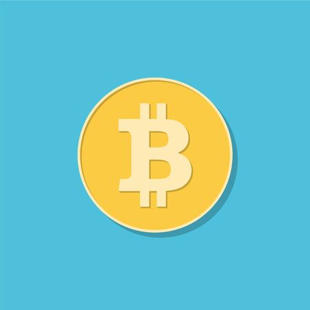 Bitcoin cryptocurrency icon flat design. Vector illustrationのイラスト素材