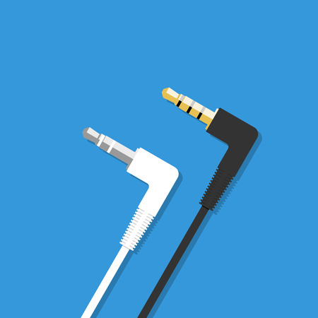 Mini jack 3.5mm audio plug. Flat design styleのイラスト素材