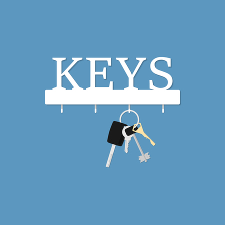 Key hanger with bunch of keys. Illustration in a flat style. Vecのイラスト素材