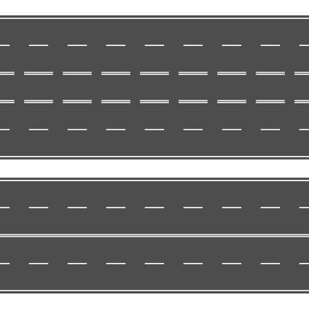 Asphalt seamless road with white road markings. Vector illustration.のイラスト素材
