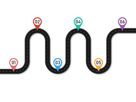 Road way location infographic template with pin pointer. Vectorのイラスト素材