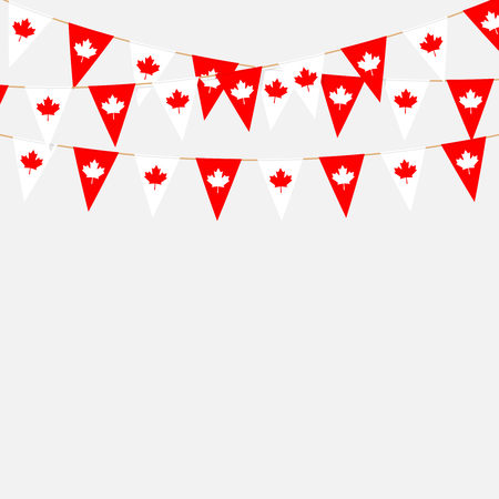 Canadian buntings, garlands, flags set isolated on grey backgrouのイラスト素材