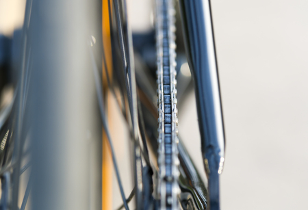 Bicycle gears, bicycle chain close-upの写真素材