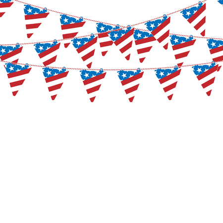 America triangle flag garland on white backgroundのイラスト素材