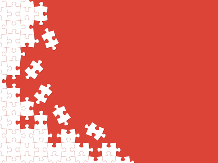 Red puzzle pieces. Vector background with place for your textのイラスト素材