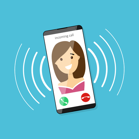 Incoming call on smartphone screen. Vector illustration flat designのイラスト素材
