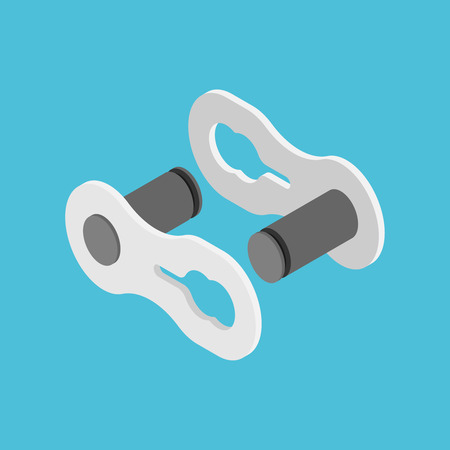 Bicycle chain lock, illustration in isometric view. Chain link. Vectorのイラスト素材