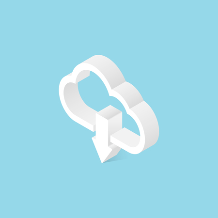 Cloud download isometric icon. Vectorのイラスト素材