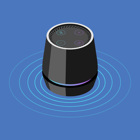 Smart speaker with voice recognition. Isometric vector icon.のイラスト素材