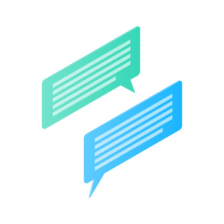 Message icon, speech bubbles, vector in flat isometric 3D style isolated on color backgroundのイラスト素材