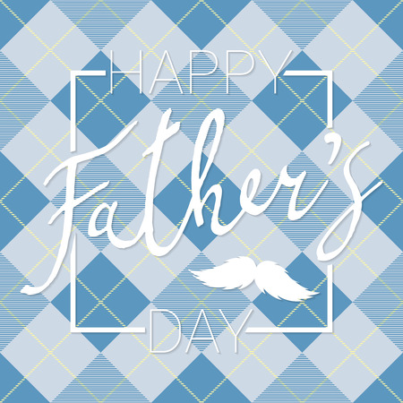 Happy Fathers Day calligraphy banner on checkered diagonal background. Vectorのイラスト素材