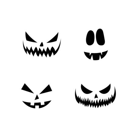 Scary Halloween pumpkin faces set. Vectorのイラスト素材