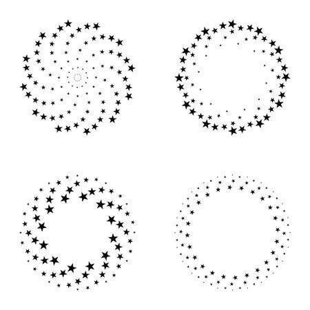 Twisted spiral set design elements, star shapes. Vector illustrationのイラスト素材