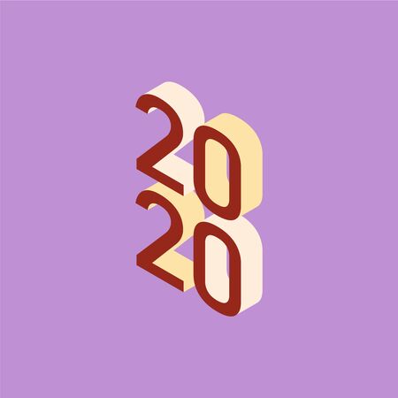 2020 Isometric illustration of Happy New Year. Vector template