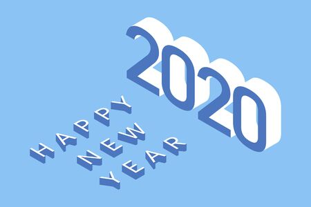 2020 Happy New Year. Isometric greeting card template. Vectorのイラスト素材