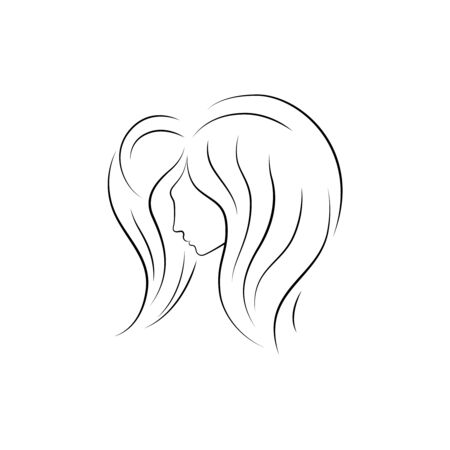 Woman face silhouette in profile. Hair Fashion. Vector iconのイラスト素材